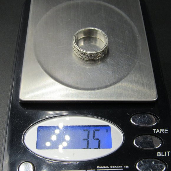 Size 5.5 Sterling Silver Braid Pattern Plain Band Ring Vintage - Picture 7 of 7